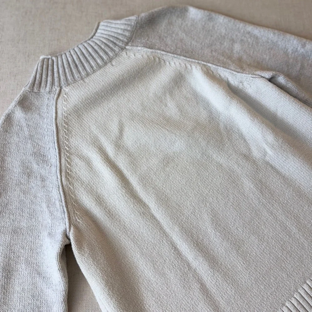 Banana Republic Mens M‎ Off White Mock Neck Raglan Sleeve Cotton Blend Sweater